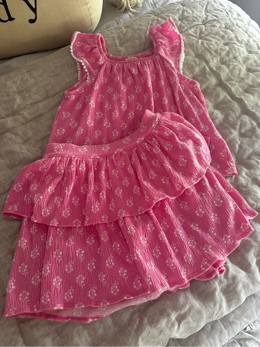 Crewcuts Girls Pink Floral Tank Top & Skort Set